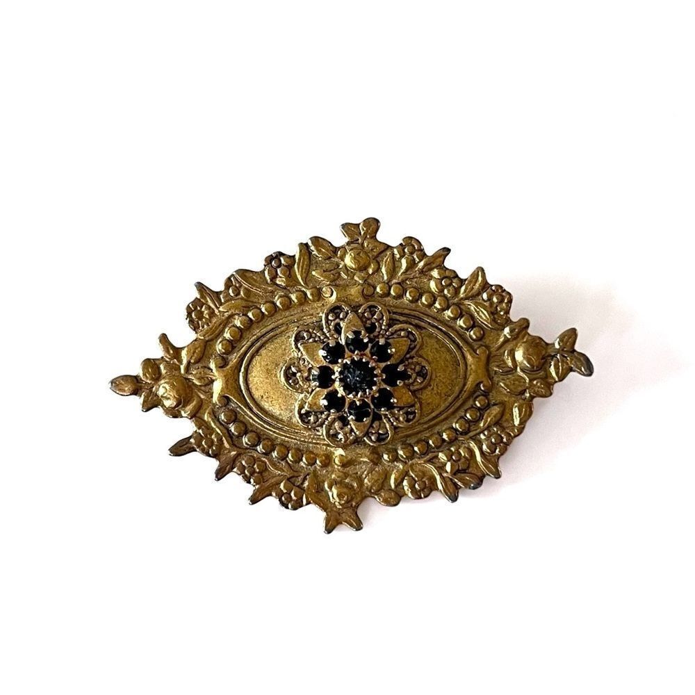 Vintage Victorian Floral Crystal Brooch